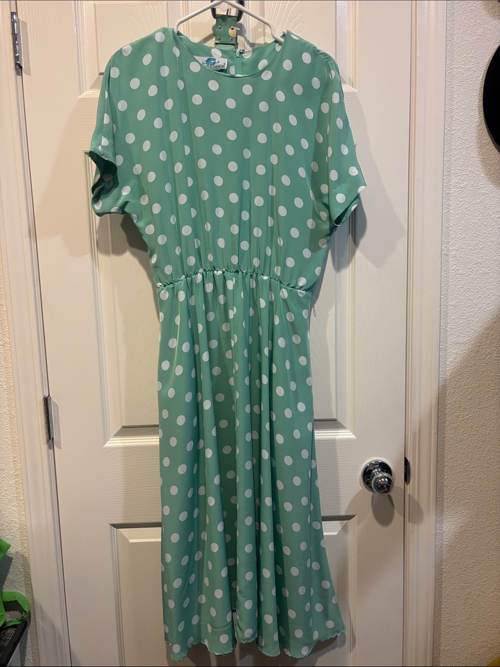 Mint Green Polka Dot Midi Dress